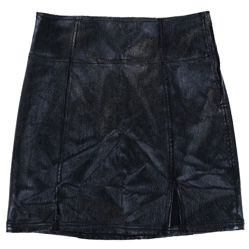 Free People Coated Denim Mini Skirt